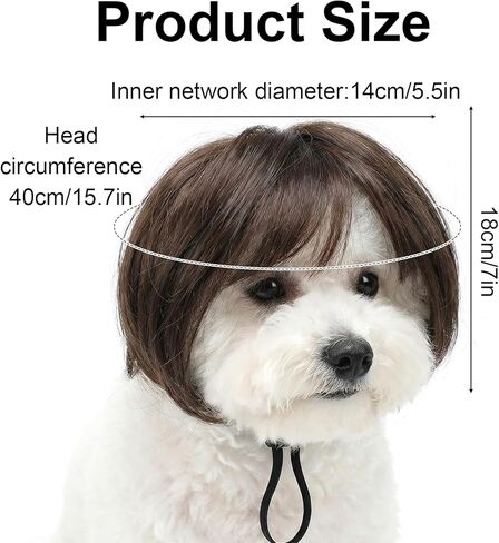 Dog Wigs for Small Dogs, Funny Dog Wigs with Adjustable Elastic Bands, Cat Wig for Small Medium Pet Cosplay Decoration Parties Funny in Kuwait