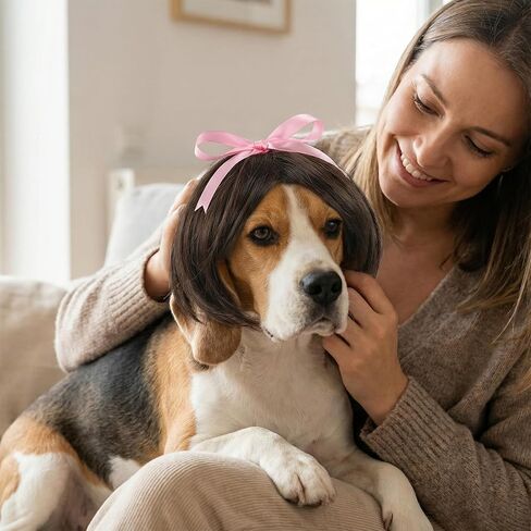 Dog Wigs for Small Dogs, Funny Dog Wigs with Adjustable Elastic Bands, Cat Wig for Small Medium Pet Cosplay Decoration Parties Funny in Kuwait