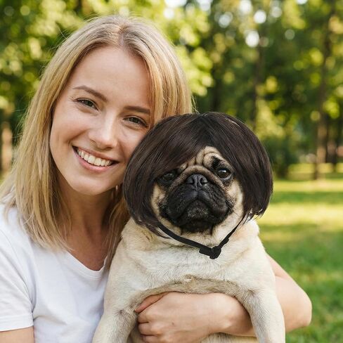 Dog Wigs for Small Dogs, Funny Dog Wigs with Adjustable Elastic Bands, Cat Wig for Small Medium Pet Cosplay Decoration Parties Funny in Kuwait