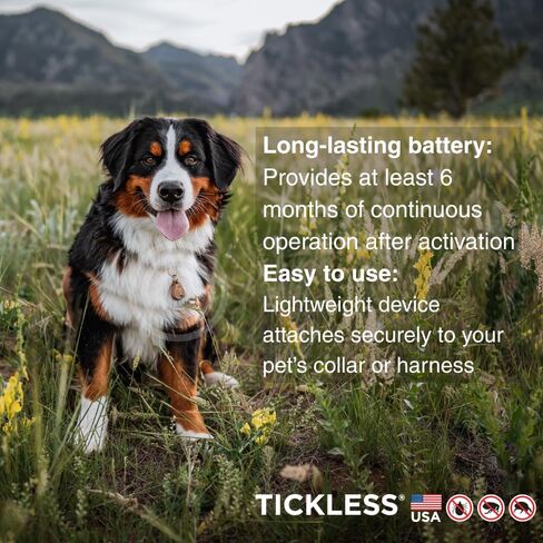 جهاز مضاد للدغات القراد وانتشار البراغيث بالموجات فوق الصوتية للحيوانات الأليفة من Tickless باللون الأسود | حماية خالية من العطور للقطط والكلاب تدوم لمدة 6 أشهر | على الياقة والحزام in Kuwait