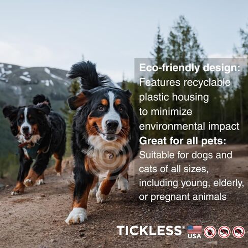 جهاز مضاد للدغات القراد وانتشار البراغيث بالموجات فوق الصوتية للحيوانات الأليفة من Tickless باللون الأسود | حماية خالية من العطور للقطط والكلاب تدوم لمدة 6 أشهر | على الياقة والحزام in Kuwait