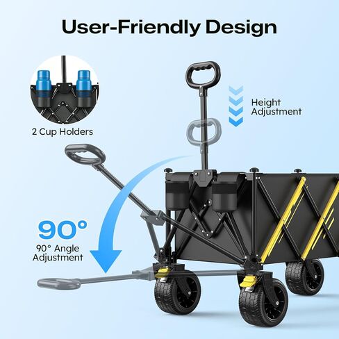 Foldable Wagon Cart with Wheels, Collapsible Utility Pull Wagon for Groceries, Picnic, Pets, Small Hauls, Apartment Moving and Storage in Kuwait