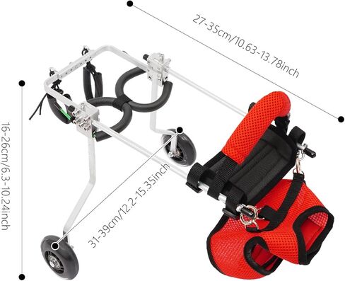 Cat Wheelchair Adjustable 2 Wheels Cat Wheelchair for Back Legs, Light Weight Pet Mobility Cart for Small Cat,Red (Small) in Saudi Arabia