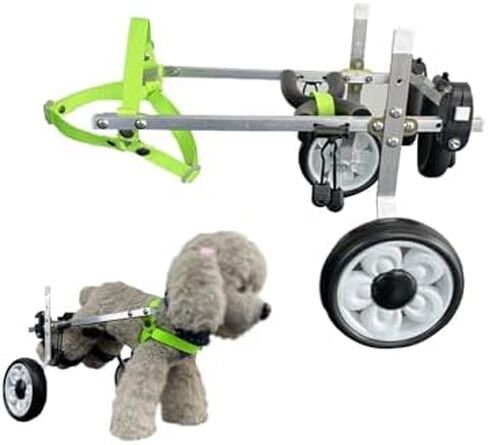 Adjustable Pet Wheelchair Stroller, Foldable 2-Wheel Mobility Aid for Small Dogs and Cats with Hind Leg Straps in Kuwait