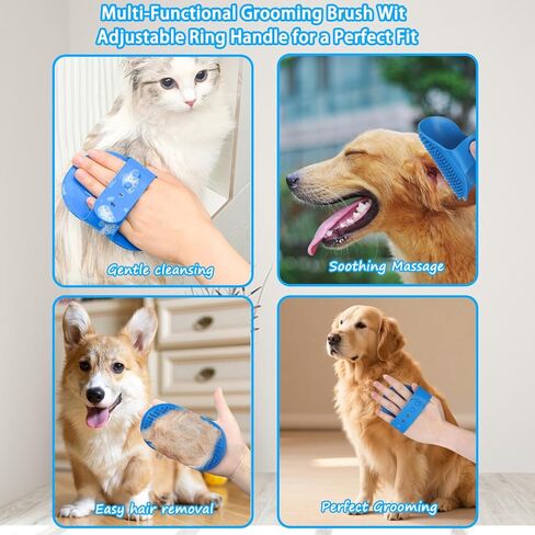 6PCS Pet Grooming Kit for Dogs, Dog Washing Gloves with High-Density Teeth, Dog Bath Brush & Silicone Heat Resistant Cleaning Gloves, Pet Hair Removal Glove for Dogs & Cats, (Navy Blue) in Kuwait