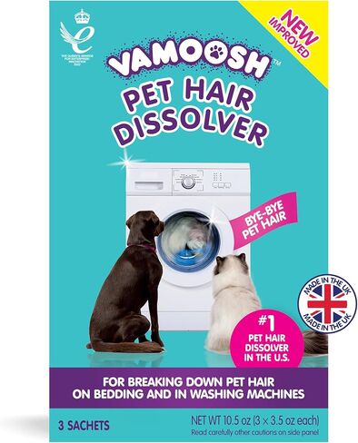 Vamoosh Pet Hair Dissolver | Designed for Front Load Washing Machines | Patented Hair Dissolving Formula | Safe for Pets | Environment Friendly | Pet Laundry Cleaner | Odor Remover | 100g (Pack of 3) in Kuwait