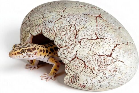 Dinosaur Egg Reptile Hide - Resin Cave for Leopard Gecko, Bearded Dragon & Small Snakes - Humid Hide, Shedding Aid & Terrarium Decor Tank Accessories (Small) in Kuwait