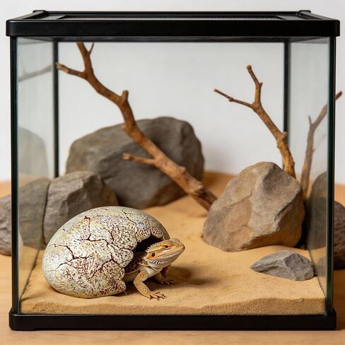 Dinosaur Egg Reptile Hide - Resin Cave for Leopard Gecko, Bearded Dragon & Small Snakes - Humid Hide, Shedding Aid & Terrarium Decor Tank Accessories (Small) in Kuwait