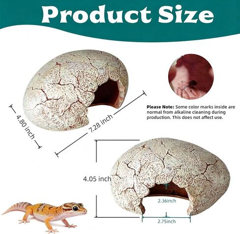 Dinosaur Egg Reptile Hide - Resin Cave for Leopard Gecko, Bearded Dragon & Small Snakes - Humid Hide, Shedding Aid & Terrarium Decor Tank Accessories (Small) in Kuwait