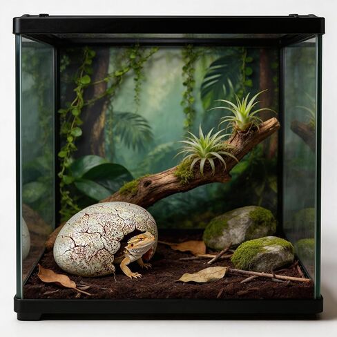 Dinosaur Egg Reptile Hide - Resin Cave for Leopard Gecko, Bearded Dragon & Small Snakes - Humid Hide, Shedding Aid & Terrarium Decor Tank Accessories (Small) in Kuwait