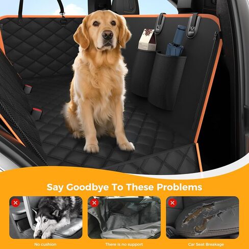 Dog Car Seat Cover for Back Seat,100% Waterproof Scratch Proof Nonslip Seat Cover,600D Heavy Duty Scratch Proof Nonslip Durable Soft Dog Hammock for Car(Orange) in Kuwait