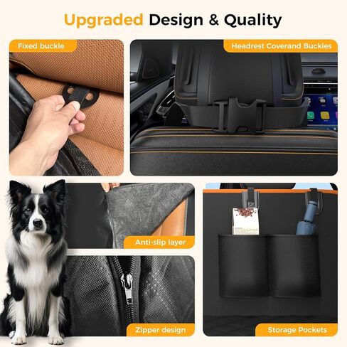 Dog Car Seat Cover for Back Seat,100% Waterproof Scratch Proof Nonslip Seat Cover,600D Heavy Duty Scratch Proof Nonslip Durable Soft Dog Hammock for Car(Orange) in Kuwait