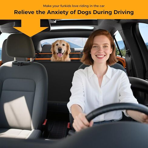 Dog Car Seat Cover for Back Seat,100% Waterproof Scratch Proof Nonslip Seat Cover,600D Heavy Duty Scratch Proof Nonslip Durable Soft Dog Hammock for Car(Orange) in Kuwait