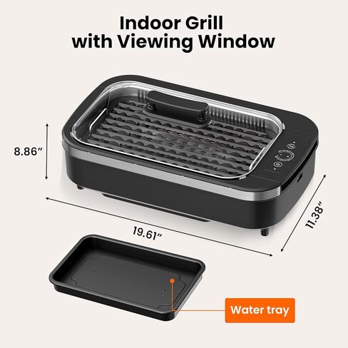 Electactic Electric Smokeless Indoor Grill & Griddle, Nonstick Contact Grill, Dishwasher Safe Parts, 6-Level Temperature Control with Auto Shut-Off, for Kitchen, Apartment, Indoor Cooking in Saudi Arabia