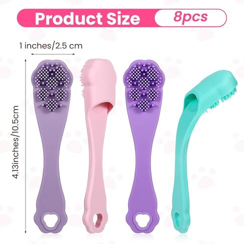 8 Pack Silicone Dog & Cat Finger Toothbrush Kit, Food Grade Toothbrush for Dog, Safe, Non-Toxic, Easy Teeth Cleaning, Prevents Bad Breath & Oral Inflammation in Kuwait