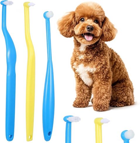 Tucnoeu 3 PCS Small Dog Toothbrush, Cat & Puppy Toothbrush Kit, Mini Toothbrushs Set for Tiny Pets, Deep Cleaning Dental Care in Kuwait