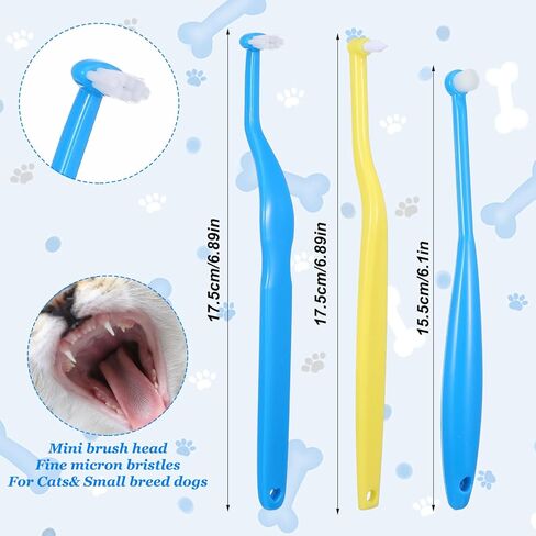 Tucnoeu 3 PCS Small Dog Toothbrush, Cat & Puppy Toothbrush Kit, Mini Toothbrushs Set for Tiny Pets, Deep Cleaning Dental Care in Kuwait