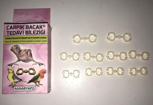 Fit Fly 10 Conure Cockatiel Lovebird Splayed Leg Treatment Bracelet 10 Hobble Braces Bird Bands Leg Rings 5 mm, 6mm, 7mm in Kuwait