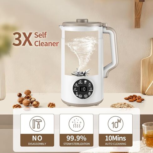 10 in 1 Nut Milk Maker Machine, 42oz (1300ml) Almond Milk Maker, Self Clean/12H Delay/Keep Warm/Boil, One Touch Soy Milk Maker,Homemade Oat, Nutri Plant Based and Non Dairy Beverages in Kuwait