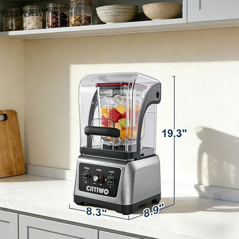 Cittiwo Commercial Blender Heavy Duty Restaurant with 64oz Jar, 2200W Professional-Grade Smoothie Blender, Ice Crush, Frozen Drinks, Quiet Shield, Self-Cleaning in Kuwait