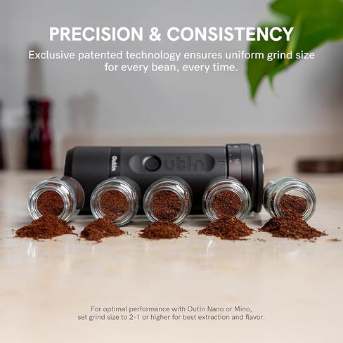 OutIn Mino with Fino, Portable Electric Espresso Machine with Portable Electric Coffee Grinder (Brown & White) in Kuwait