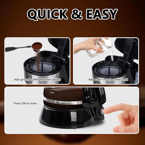 5 Cup Coffee Maker, Compact Small Coffee Machine for 1-2 People, 0.75L Glass Carafe, 2-Hour Auto Shut-Off, 650W Fast Brew, Space Saving for Apartment, Dorm & Office in Kuwait