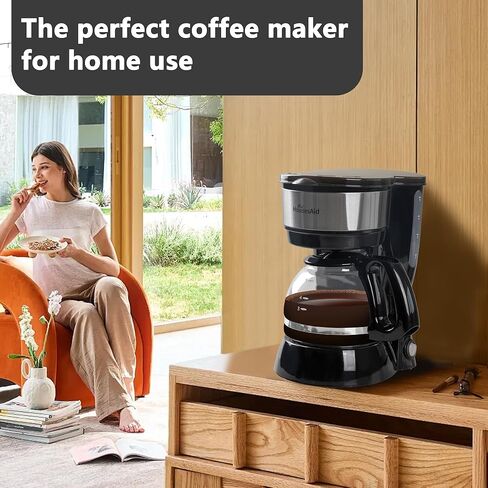 5 Cup Coffee Maker, Compact Small Coffee Machine for 1-2 People, 0.75L Glass Carafe, 2-Hour Auto Shut-Off, 650W Fast Brew, Space Saving for Apartment, Dorm & Office in Kuwait