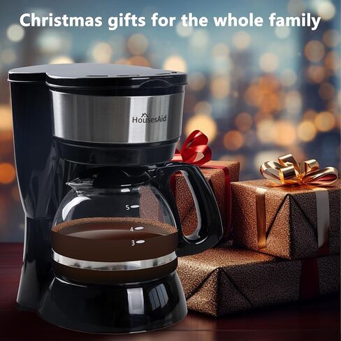 5 Cup Coffee Maker, Compact Small Coffee Machine for 1-2 People, 0.75L Glass Carafe, 2-Hour Auto Shut-Off, 650W Fast Brew, Space Saving for Apartment, Dorm & Office in Kuwait