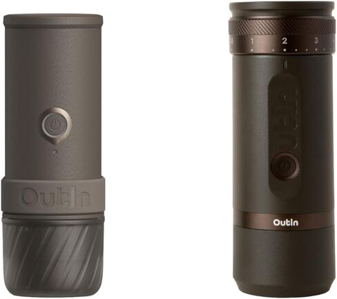 OutIn Mino with Fino, Portable Electric Espresso Machine with Portable Electric Coffee Grinder (Brown & Brown) in Kuwait