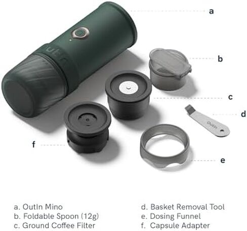 OutIn Mino with Fino, Portable Electric Espresso Machine with Portable Electric Coffee Grinder (Brown & Brown) in Kuwait