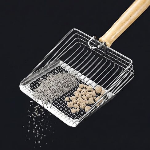Cat Litter Scooper Metal, Cat Litter Scooper with Holder Heavy Duty Stainless Steel Litters Shovel with Washable Stand for Cats Litters Box, Durable and Heavy Duty, Easy to Clean in Kuwait