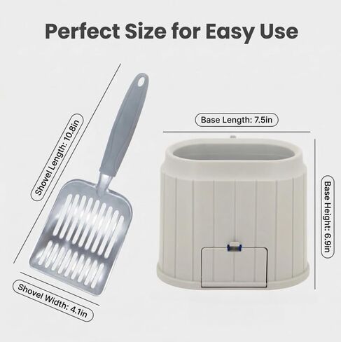 Heavy-Duty Cat Litter Scoop with Holder&Litter Bags, Metal Cat Scooper with Bags, Aluminum Kitty Poop Sifting Shovel Captures All Clumps, Speed Sifter Litter Box Scooper with Cats Caddy in Kuwait