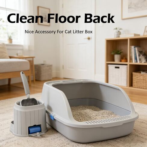 Heavy-Duty Cat Litter Scoop with Holder&Litter Bags, Metal Cat Scooper with Bags, Aluminum Kitty Poop Sifting Shovel Captures All Clumps, Speed Sifter Litter Box Scooper with Cats Caddy in Kuwait
