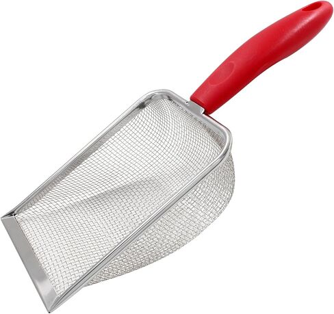 Hordion Cat Litter Scoop Stainless Steel Mesh Scooper, 2mm Mesh Non-Stick Coated Metal Litter Shovel Fine Sand Litter Scooper for Litter Box Kitten Pooper Lifter, Red in Kuwait