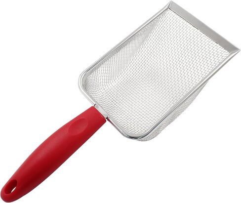 Hordion Cat Litter Scoop Stainless Steel Mesh Scooper, 2mm Mesh Non-Stick Coated Metal Litter Shovel Fine Sand Litter Scooper for Litter Box Kitten Pooper Lifter, Red in Kuwait