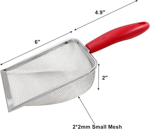 Hordion Cat Litter Scoop Stainless Steel Mesh Scooper, 2mm Mesh Non-Stick Coated Metal Litter Shovel Fine Sand Litter Scooper for Litter Box Kitten Pooper Lifter, Red in Kuwait