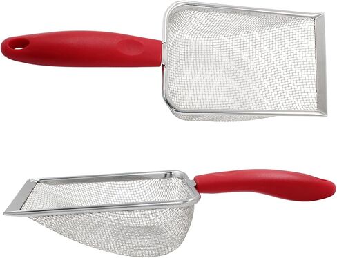 Hordion Cat Litter Scoop Stainless Steel Mesh Scooper, 2mm Mesh Non-Stick Coated Metal Litter Shovel Fine Sand Litter Scooper for Litter Box Kitten Pooper Lifter, Red in Kuwait