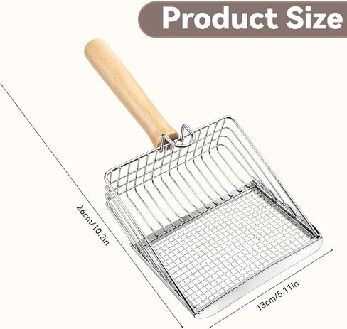 Metal Cat Litter Scoop Stainless Steel Pellet Kitty Litter Scoop Dual Sifting Holes for Fast & Precise Sifting Wood Shovel Grip Easy to Clean Box Pellets Pine Clay Non-Stick Scraping Edge in Kuwait
