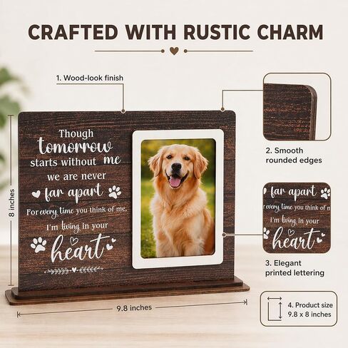 Dog Memorial Gifts For Loss Of Dog Picture Frame, Pet Memorial Gifts For Dogs Photo Keepsake, Wooden Picture Frame for 4x6 Photo Pet Loss Gifts Sympathy Decor Bereavement Remembrance Gift in Kuwait
