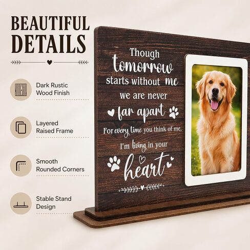 Dog Memorial Gifts For Loss Of Dog Picture Frame, Pet Memorial Gifts For Dogs Photo Keepsake, Wooden Picture Frame for 4x6 Photo Pet Loss Gifts Sympathy Decor Bereavement Remembrance Gift in Kuwait