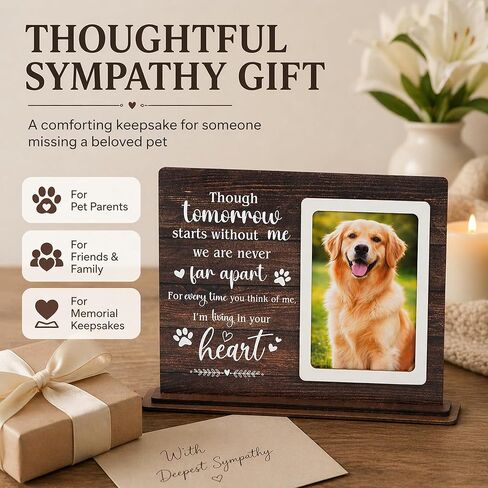 Dog Memorial Gifts For Loss Of Dog Picture Frame, Pet Memorial Gifts For Dogs Photo Keepsake, Wooden Picture Frame for 4x6 Photo Pet Loss Gifts Sympathy Decor Bereavement Remembrance Gift in Kuwait