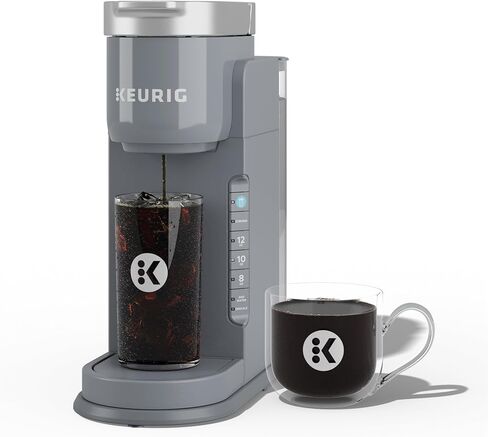ماكينة صنع القهوة المثلجة من Keurig K، ماكينة صنع القهوة المثلجة ذات الخدمة الفردية K-Cup Pod، مع قدرات القهوة الساخنة والباردة، تخمر أي جراب K-Cup، رمادي (متجدد) in Kuwait