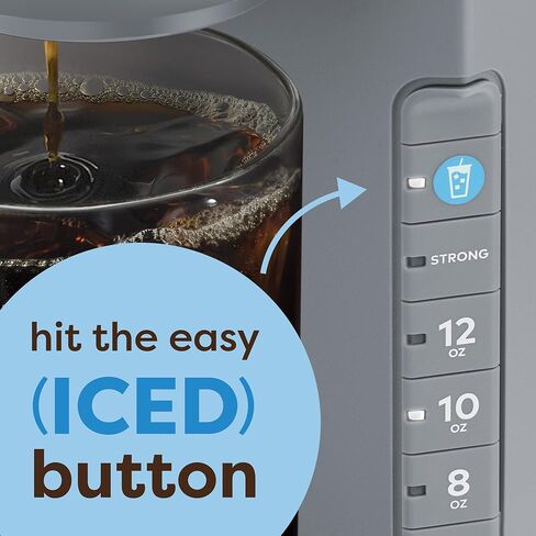 ماكينة صنع القهوة المثلجة من Keurig K، ماكينة صنع القهوة المثلجة ذات الخدمة الفردية K-Cup Pod، مع قدرات القهوة الساخنة والباردة، تخمر أي جراب K-Cup، رمادي (متجدد) in Kuwait