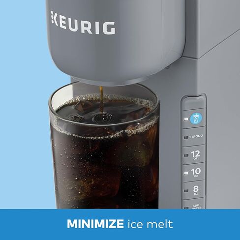ماكينة صنع القهوة المثلجة من Keurig K، ماكينة صنع القهوة المثلجة ذات الخدمة الفردية K-Cup Pod، مع قدرات القهوة الساخنة والباردة، تخمر أي جراب K-Cup، رمادي (متجدد) in Kuwait