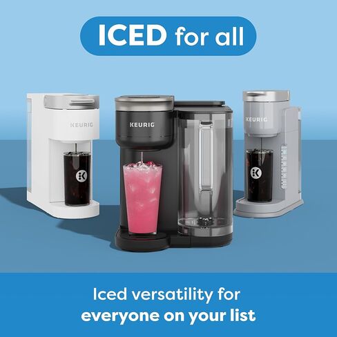 ماكينة صنع القهوة المثلجة من Keurig K، ماكينة صنع القهوة المثلجة ذات الخدمة الفردية K-Cup Pod، مع قدرات القهوة الساخنة والباردة، تخمر أي جراب K-Cup، رمادي (متجدد) in Kuwait