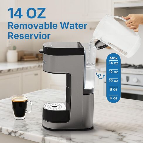3-in-1 Single Serve Coffee Machine Brewer for K Pod Pods, Ground Coffee, and Teas, Iced Coffee Maker with Removable Water Reservoir 6 to 14oz, 2 Cup Trays, Self-Cleaning Function - Black in Kuwait