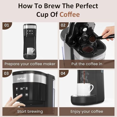 SUNVIVI Single Serve Iced Coffee Maker, 3 Brewing Modes for K-Cup Pod/Ground Coffee, 30oz Removable Water Reservoir & Reusable Filter, Compact for Home & Office, Black in Kuwait