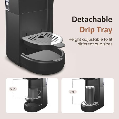 SUNVIVI Single Serve Iced Coffee Maker, 3 Brewing Modes for K-Cup Pod/Ground Coffee, 30oz Removable Water Reservoir & Reusable Filter, Compact for Home & Office, Black in Kuwait