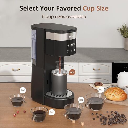SUNVIVI Single Serve Iced Coffee Maker, 3 Brewing Modes for K-Cup Pod/Ground Coffee, 30oz Removable Water Reservoir & Reusable Filter, Compact for Home & Office, Black in Kuwait