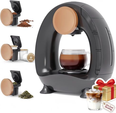 3 in 1 Single Serve Coffee Maker for K Cup Brewer, Ground and Tea Leaves, Grey Mini Q with One Button Operation,1400W 20s Fast Heating, for Bedroom/Dorms/Office/Kitchen (NO Coffee Cup) in Saudi Arabia